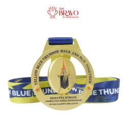 YELLOW BLUE THUNDER WALK AND RUN TOGETHER<br>เหรียญรางวัลซิงค์อัลลอยโลหะ<br>สีชุบด้าน