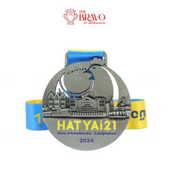 HATYAI MARATHON 2025 <br>เหรียญรางวัลซิงค์อัลลอยโลหะ<br>สีชุบรมดำ