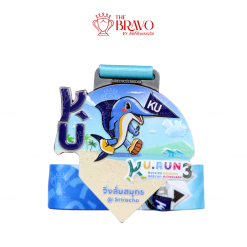 KU RUN<br> เหรียญรางวัลซิงค์อัลลอยโลหะ <br>สีชุบรมดำ