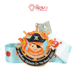 พาลูกวิ่งดะ OBSTACLE ON THE BEACH<br>เหรียญรางวัลซิงค์อัลลอยโลหะ<br>สีชุบรมดำ