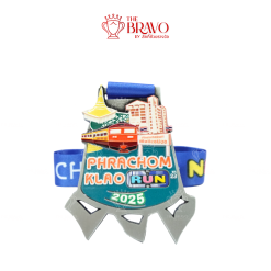 PHRACHOM KLAO RUN 2025 <br>เหรียญรางวัลซิงค์อัลลอยโลหะ<br>สีชุบรมดำ