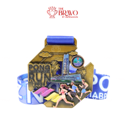 PONG RUN 2025<br>เหรียญรางวัลซิงค์อัลลอยโลหะ<br>สีชุบรมดำ