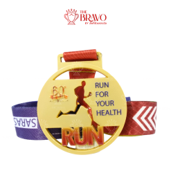 RUN FOR YOUR HEALTH<br>เหรียญรางวัลซิงค์อัลลอยโลหะ<br>สีชุบด้าน