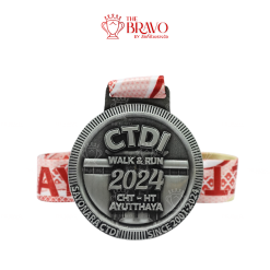 CTDI WALK & RUN 2024<br>เหรียญรางวัลซิงค์อัลลอยโลหะ<br>สีชุบรมดำ