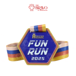 ANVIDA SCHOOL FUN RUN 2025<br>เหรียญรางวัลซิงค์อัลลอยโลหะ<br>สีชุบรมดำ