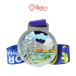 RUN FOR FUN<br>เหรียญรางวัลซิงค์อัลลอยโลหะ<br>สีชุบรมดำ