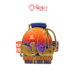 ยกยอ หนองยอง WALK & RUN 2024<br>เหรียญรางวัลซิงค์อัลลอยโลหะ<br>สีชุบรมดำ