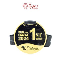 RUN FOR GREAT 2024<br>เหรียญรางวัลซิงค์อัลลอยโลหะ<br>สีชุบด้าน