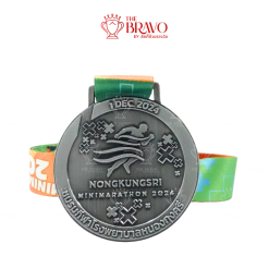 NONGKUNGSRI MINIMARATHON 2024<br>เหรียญรางวัลซิงค์อัลลอยโลหะ<br>สีชุบรมดำ