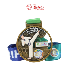 ROBINSON HUSSADIN GYM TAEKWONDO<br>เหรียญรางวัลซิงค์อัลลอยโลหะ<br>สีชุบรมดำ