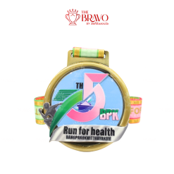 RUN FOR HEALTH <br>เหรียญรางวัลซิงค์อัลลอยโลหะ<br>สีชุบรมดำ