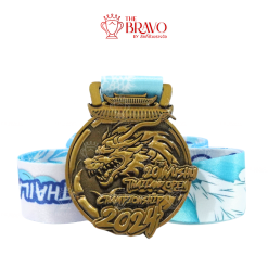 20 WUSHU THAILAND OPEN<br>เหรียญรางวัลซิงค์อัลลอยโลหะ<br>สีชุบรมดำ