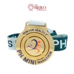 RUN FOR HEALTH <br>เหรียญรางวัลซิงค์อัลลอยโลหะ<br>สีชุบเงา
