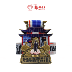 BUAYAI TAEK WONDO<br>เหรียญรางวัลซิงค์อัลลอยโลหะ<br>สีชุบรมดำ